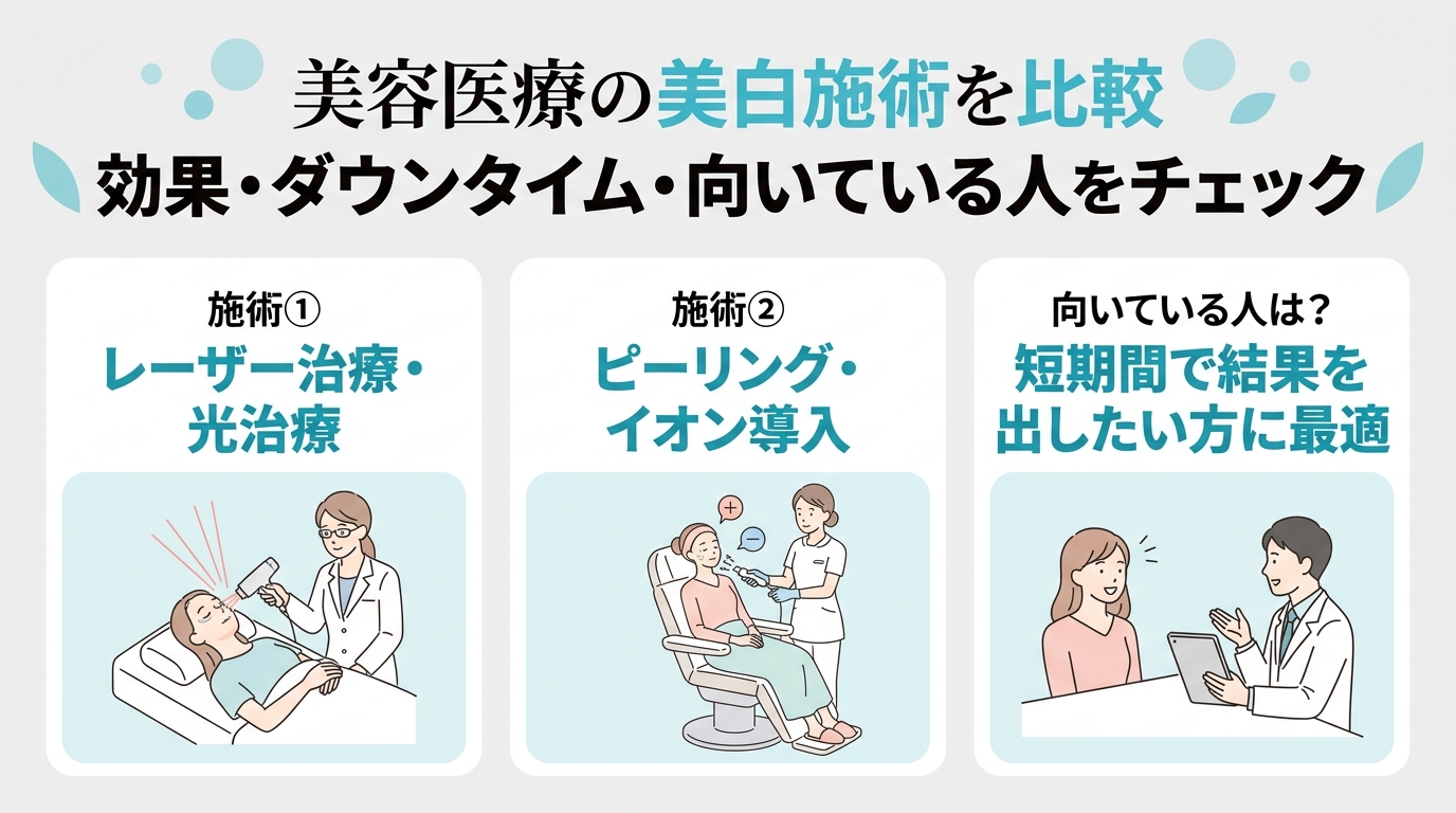 肌を白くする方法として効率の良い美容医療