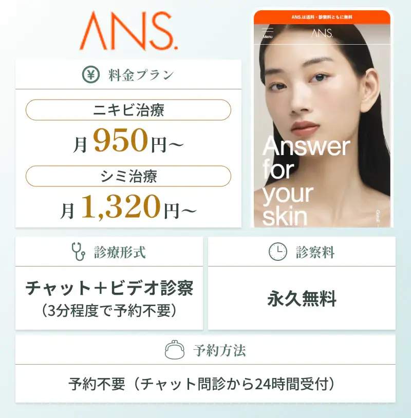 美肌内服オンラインにおすすめのANSクリニック