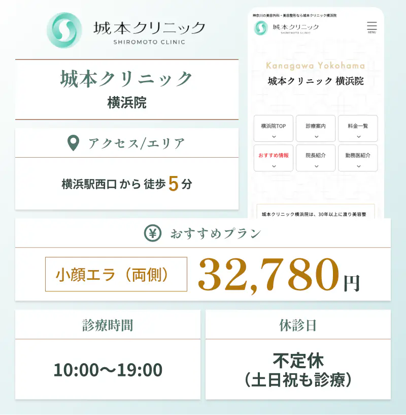 横浜でエラボトックスにおすすめの城本クリニック