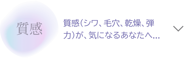 質感（シワ、毛穴、乾燥、弾力）が、気になるあなたへ...